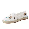 Chegada Nova Outono 2026 Alpargatas Grandes Slip-on com Solado de Corda Transfronteiriças de Solado Baixo Tela Color Block Slip-on Único Sapatos de Pescador para Mulheres