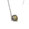 Collar con Brújula de Estrella de Ocho Puntas Doble Cara Francés para Mujer Chapado en Oro de 18 Quilates Colgante de Ágata Negra de Alta Gama Cadena Redonda para Clavícula