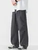 Ropa destacada para hombre / Pantalones casuales rectos holgados estilo americano de seda helada ligera de verano para hombre, pantalones holgados vintage de trabajo para hombre