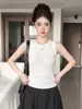 Camisola sin mangas de color liso con cuello redondo y corte ajustado estilo 'hot girl' americana para mujer, prenda exterior de verano 2026, top interior elegante