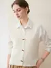 Outono/Inverno 2026 Novo Colete Cardigan de Tricô Cashmere Espesso Malha 7 Fios Gola V Botão de Chifre Sem Mangas Xale Feminino