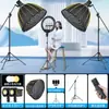 Luz de Relleno LED de 400W para Fotografía en Vivo, Luz de Bola de Belleza para Transmisiones en Vivo, Iluminación para Fotografía de Cine y Televisión, Caja de Luz Suave Panorámica de Pie