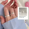 Anillo de Pareja de Gatito y Cachorro Lindos de Plata de Ley S925 Estilo Normcore Anillo Versátil Joyería de Mano Nueva de Nicho Femenino Lujo Accesible