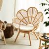 Silla tejida de ratán natural Silla casual para comedor Petalo de Jane Ratán indonesio Silla de escritorio nórdica Respaldo Sillón Silla para fotos
