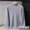 Suéter de cachemir 100% puro de cuello alto para hombre, camiseta básica de punto para otoño e invierno, jersey de manga larga, suéter de lana holgado y cálido