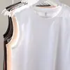 Camiseta sin mangas deportiva de verano de algodón puro pesado de 230 g de estilo retro japonés, color sólido, versátil, para fitness, unisex