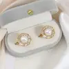 Anel de Pérola Natural de Água Doce 9mm Quase Redonda Cor Edison Galvanizado Conservante de Cor Zircônia Microcravejada Simples e Elegante