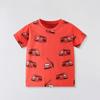 2025 Nova Camiseta Infantil de Manga Curta de Desenho Animado de Carro de Verão Meninos Europeu e Americano Algodão Puro Manga Curta Tops da Moda