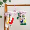 Colgador Plegable para Ropa con 12 Pinzas para Ropa Interior y Calcetines, Colgador de Plástico Portátil y Resistente al Viento con Pinzas