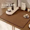 Alfombrilla Drenante para Cafetera de Gama Alta Imitación Piel de Vaca, Alfombrilla de Encimera Estilo Vintage, Impermeable y a Prueba de Aceite, Mantel Lavable sin Manchas, Alfombrilla de Cocina