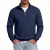 Ropa de hombre transfronteriza AliExpress estilo americano tejido gofrado media cremallera cuello alto jersey manga larga sudadera casual