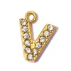 Pingente de Aço Inoxidável com 26 Letras Inglesas Cravejadas de Diamante DIY para Mulheres A-Z Brincos Pulseira Colar Pingente de Joia em Aço Titânio