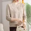 2026 Nova Moda Outono Inverno Feminina Cardigã de Tricô Gola Redonda para Mulheres de Meia-Idade e Idosas, Casaco Curto Elegante de Manga Longa para Outono e Inverno