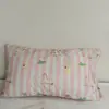 Funda de almohada de algodón 100% con corazón girly coreano, funda interior para cojín, 48x74, funda de almohada individual, funda de almohada de una sola pieza