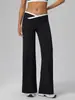 Pantalones de yoga acampanados con abertura, de cintura alta, que realzan las caderas, sensación de segunda piel, con cinturilla de color contrastante, para mujer, ropa de exterior, pantalones de yoga
