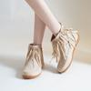 Comércio Exterior 2026 Outono e Inverno Novo Estilo Camurça Franja Rasteirinha Tamanho Grande Botas Curtas Europeias e Americanas para Mulheres Transfronteiriça Cor Sólida Botas Martin Sapatos Femininos