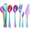 Juego de Cubiertos de Acero Inoxidable Amazon, Tenedor y Cuchara, Vajilla de Mesa, Juego de 5 Piezas, Colador, Pinza para Pan, Pala para Pastel, Cuchillo para Mantequilla