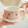 Taza de Café con Flor de Rosa Blanca Hecha en Fábrica, Taza de Cerámica para Beber, Taza Exquisita de Gama Alta para Latte Art, Taza para el Té de la Tarde