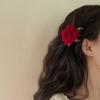 Ambiente Rosa Roja Romántica Flor Pinza de Agarre Temperamento Cabello Tiburón Pinza Horquilla Dulce Accesorios para el Cabello de Alta Gama para Mujeres