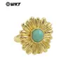 WT-R532 Piedra Preciosa Natural Multicolor Diseño de Girasol Chapado en Oro de 18k Ropa Diaria Versátil para Mujer Joyería