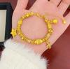 Pulsera de Oro Arena Estrella Dorada Golondrina Bestia Dorada Entrelazada con Diamantes y Colgante de Cruz para Mujer Tendencia de Tiktok