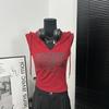 Tailândia Sudeste Asiático Estampa de Letra Americana Camiseta com Capuz Feminina Sexy Decote em V Colete Externo Sexy Regata Sem Mangas