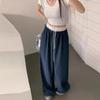 145 Pantalones de Retazos Retro con Bloques de Color de Secado Rápido para Mujer, Primavera y Verano, 150 Petite Relajados de Cintura Alta Holgados de Caída Recta