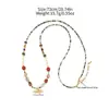 Cadena Larga para Suéter con Colgante de Nudo de Cuerda Tejida Hecho a Mano de Diseño Vintage, Piedra Natural y Borla, Collar con Flor, con un Toque de Lujo para Mujer