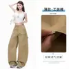 Verano Nuevo Diseño Estilo Retro Americano Chica Picante Pantalones Cimitarra Versátiles Adelgazantes Multibolsillos Pierna Ancha Cargo Pantalones Casuales