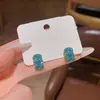 Brincos Delicados de Zircônia Azul Pequena Formato de Ervilha para Mulheres, Joia de Orelha com Brilho Leve, Nicho de Luxo, Simples, Versátil, para Temperamento