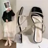 Chinelos Franceses de Strass Mais Vendidos para o Verão de 2025 para Mulheres, Saltos Altos Estilo Fada de Salto Médio, Sandálias Versáteis de Salto Baixo que Combinam com Vestidos