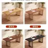 Conjunto de mesa e cadeiras de jantar em madeira maciça e rattan para uso doméstico, mesa de jantar simples em estilo wabi-sabi, mesa de chá retangular e cadeiras para casa de temporada