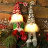 Ventana Nueva Transfronteriza con Luces Muñeco de Papá Noel Reno Muñeco sin Rostro Elfo Enano Decoración