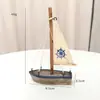 Ornamentos de modelo de barco a vela colorido vintage mediterrâneo transfronteiriço, barco de madeira, decoração criativa para casa, adereço de fotografia