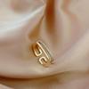 Anillo Abierto Simple de Moda Cobre Chapado en Oro Real Juego de Doble Capa Zircón Anillo Cuadrado Diseño Nicho Anillo para Dedo Índice para Mujer