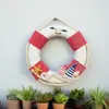 Estilo Marino Madera Envejecida Salvavidas Decoración Creativa para Colgar en la Pared Anillo de Natación Manualidades de Fondo para Pared del Hogar