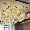 Lámpara de araña de tela de hotel no estándar Pantalla de lámpara Rectangular Departamento de Ventas Vestíbulo Restaurante Hotel Lámpara combinada Foco