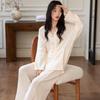 Pijama Feminina, Manga Comprida Primavera e Outono Algodão Nuvem Estilo Cardigan 2025 Novo Conjunto de Outono, Estilo Princesa Doce Roupa de Casa