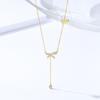 Colar com Pingente de Borla e Laço em Prata Esterlina Dourada Design de Nicho Feminino Corrente para o Dia das Mães Acessórios de Corrente Atacado