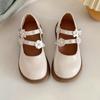 2025 Primavera y Otoño Nueva Moda para Niñas Zapatos con Lazo Estilo Coreano Princesa Cuero Brillante Zapatos de Punta Redonda Zapatos para Niños Venta al por Mayor