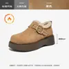 Sapatos Mocassins Aogushi Dengrong Femininos Inverno 2026 Novo Estilo Confortáveis Totalmente Fechados Solado Grosso Faz Você Parecer Mais Alto Sapatos de Algodão Casuais Botas de Neve