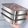 Caja de Almacenamiento Rectangular Engrosada de Acero Inoxidable con Tapa, Bandeja para Toallas, Plato Compartimentado para Barbacoa Doméstico, Plato de Comida, Transfronterizo