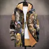 Jaqueta Novo Estilo com Elementos de Padrão Multicor B34 Cardigan com Capuz Zíper Casaco de Algodão Lã Espesso de Inverno com Forro Amarelo