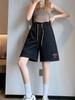 Pantalones Cortos Casuales de Algodón Lavado para Herramientas Verano Delgados Pequeños Deportivos Cintura Alta Adelgazantes Pierna Ancha