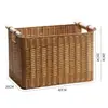 Grande cesta de armazenamento com trama semelhante ao rattan, no estilo INS da moda, perfeita para organizar armários e guarda-roupas, e para armazenamento simples na sala de estar
