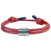 Pulsera Deportiva de Acero Inoxidable Tallado Estilo Europeo y Americano para Hombres, Fitness, Natación, Pulsera Trenzada de Cuerda de Paracaídas, Pulsera Sencilla, Venta al por Mayor
