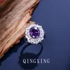 Anillo Ajustable de Moda para Mujer, Nuevo Producto de Venta Caliente en Transmisión en Vivo, Hermoso Corindón Rojo Huevo de Paloma, Espinela Azul, Circonita con Diamantes