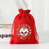 Bolsa Grande Roja para Empaque de Regalo de Navidad Bolsa para Dulces Bolsa para Manzana de Nochebuena Bolsa de Lino con Cordón de Lino Imitación Venta al por Mayor Transfronteriza