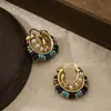 Pendientes de Aro con Forma de C de Colores Retro de Lujo Ligero Francés con Cuentas y Aguja de Plata 925 Diseño Original Pendiente Creativo de Perla para Mujer