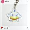 Juguete de Comida Estilo Japonés Hamburguesa Llavero Sanrio Kuromi Cinnamoroll Pompompurin Doble Acrílico Transparente Llavero para Mochila